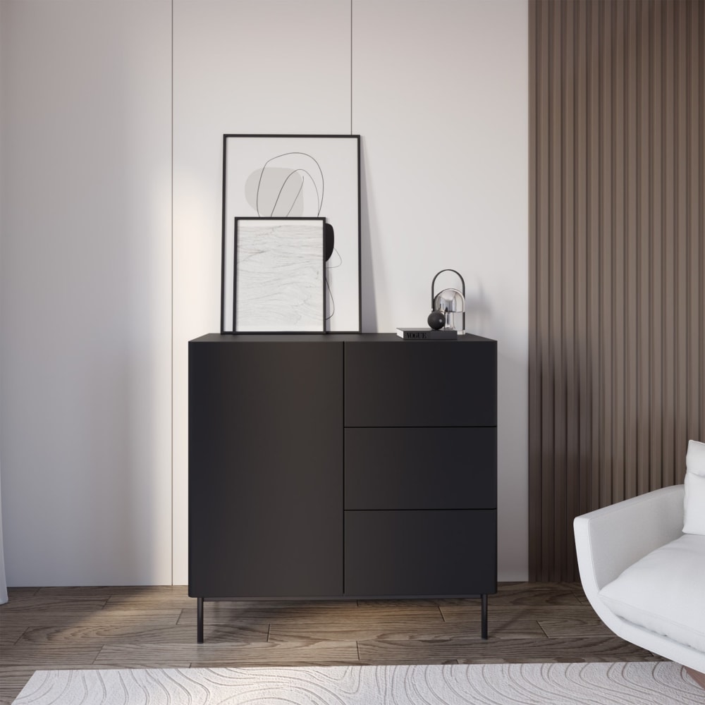 Sideboard 1-türig, Schwarz, 100cm - Maisons Du Monde