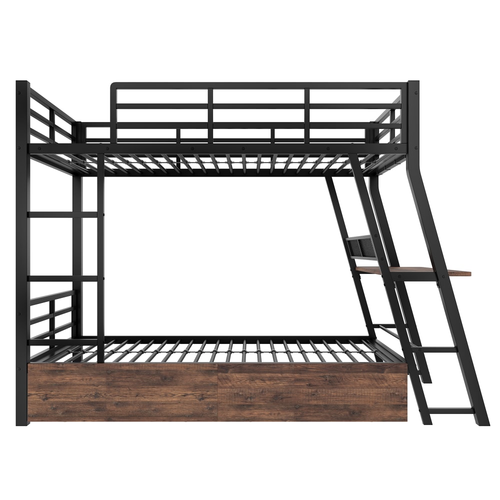 Etagenbett mit Schreibtisch LED und Schubladen schwarz 90x200 cm