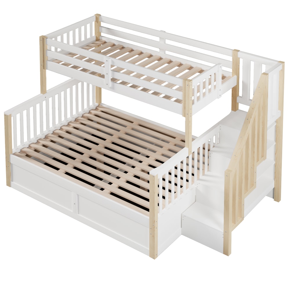 Lit superposé coffre hydraulique blanc naturel 90x200 cm 140x200 cm
