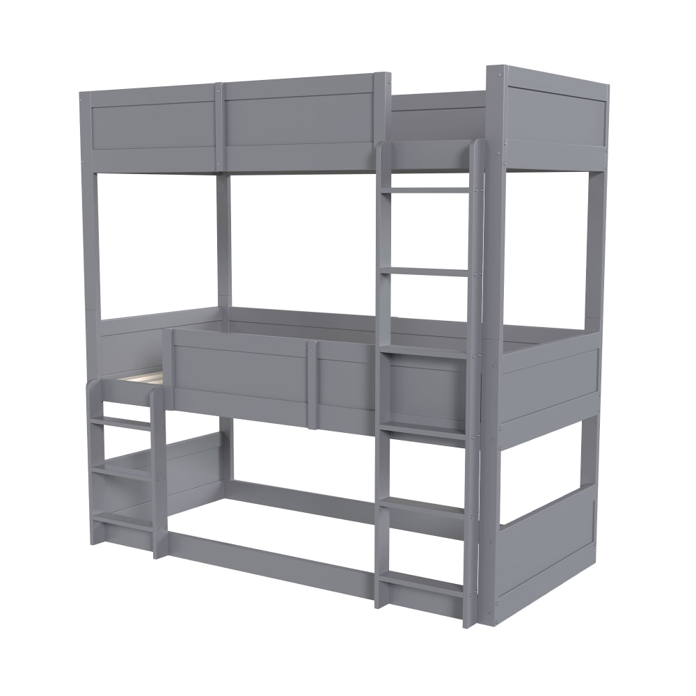 ComfortXL Modulares Dreifach Etagenbett grau 90x200 cm Holz Baby