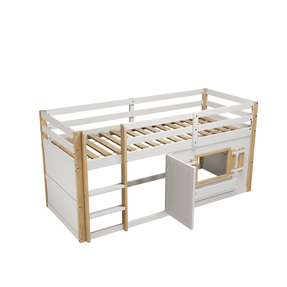 ComfortXL Kinderhochbett Spielfläche weiß 90x200 cm Holz Baby