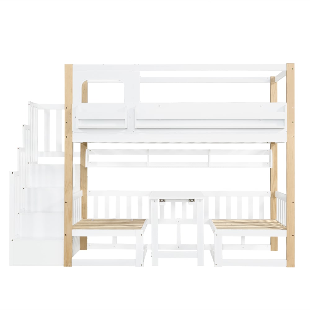 Etagenbett mit Klapptisch weiß natur 90x200 cm - Maisons Du Monde