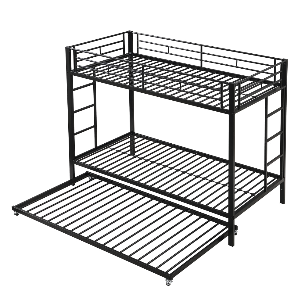 ComfortXL Etagenbett mit Ausziehbett schwarz 90x190 cm 90x200 cm Metall Baby