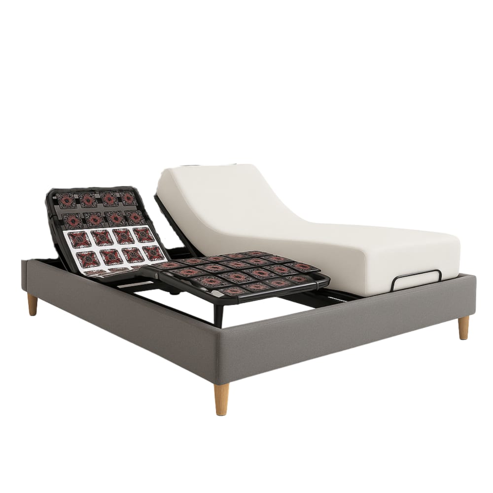 Lit electrique de relaxation tissu gris clair et matelas 180x200 cm