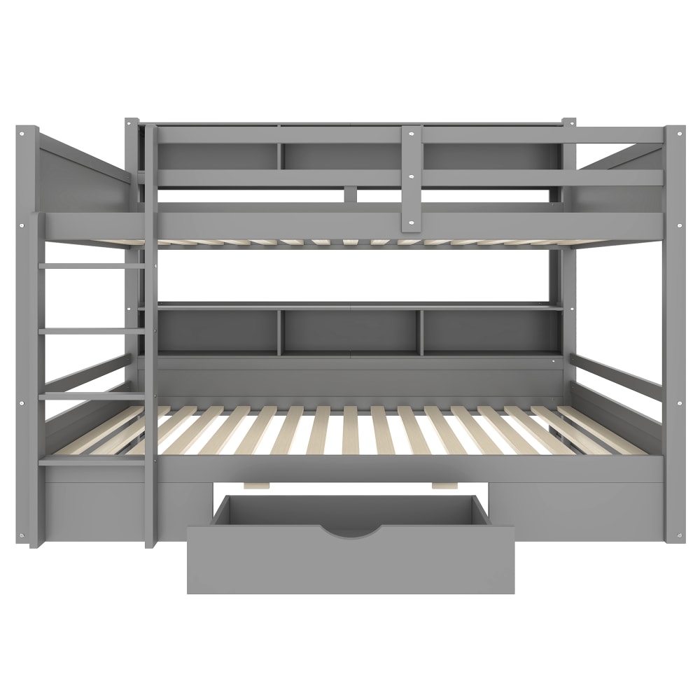 Etagenbett mit Schublade und Stauraum grau 90x200 cm - Maisons Du