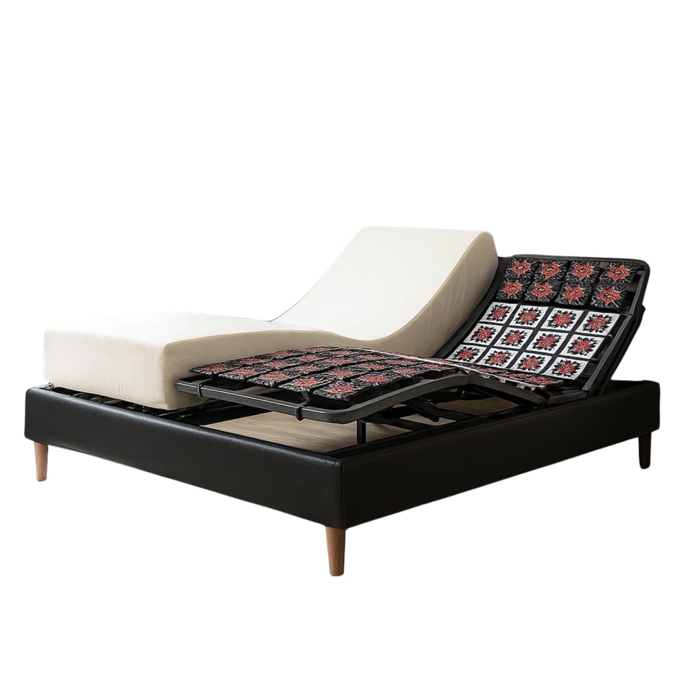 Lit electrique de relaxation simili noir et matelas 180x200 cm