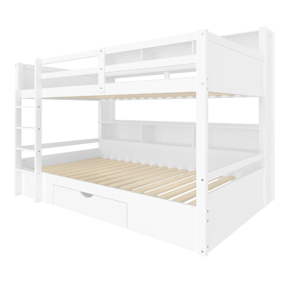 Etagenbett mit Schublade und Stauraum weiß 90x200 cm - Maisons Du