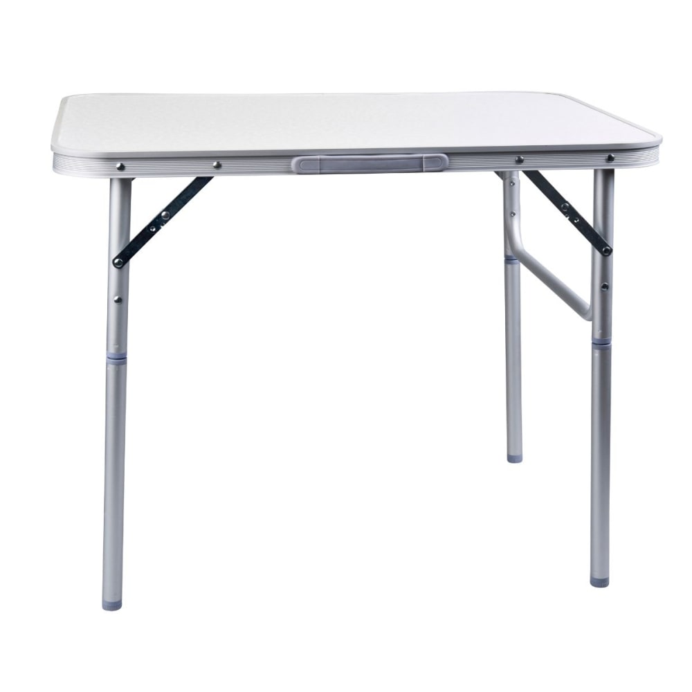 Table de camping gris aluminium h70xl75xl55cm