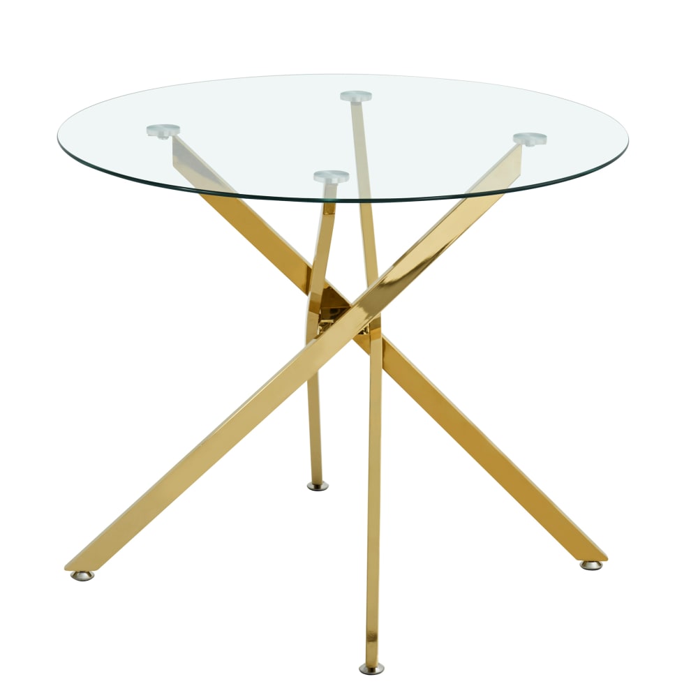 Table à manger en verre trempé avec pieds réglables or