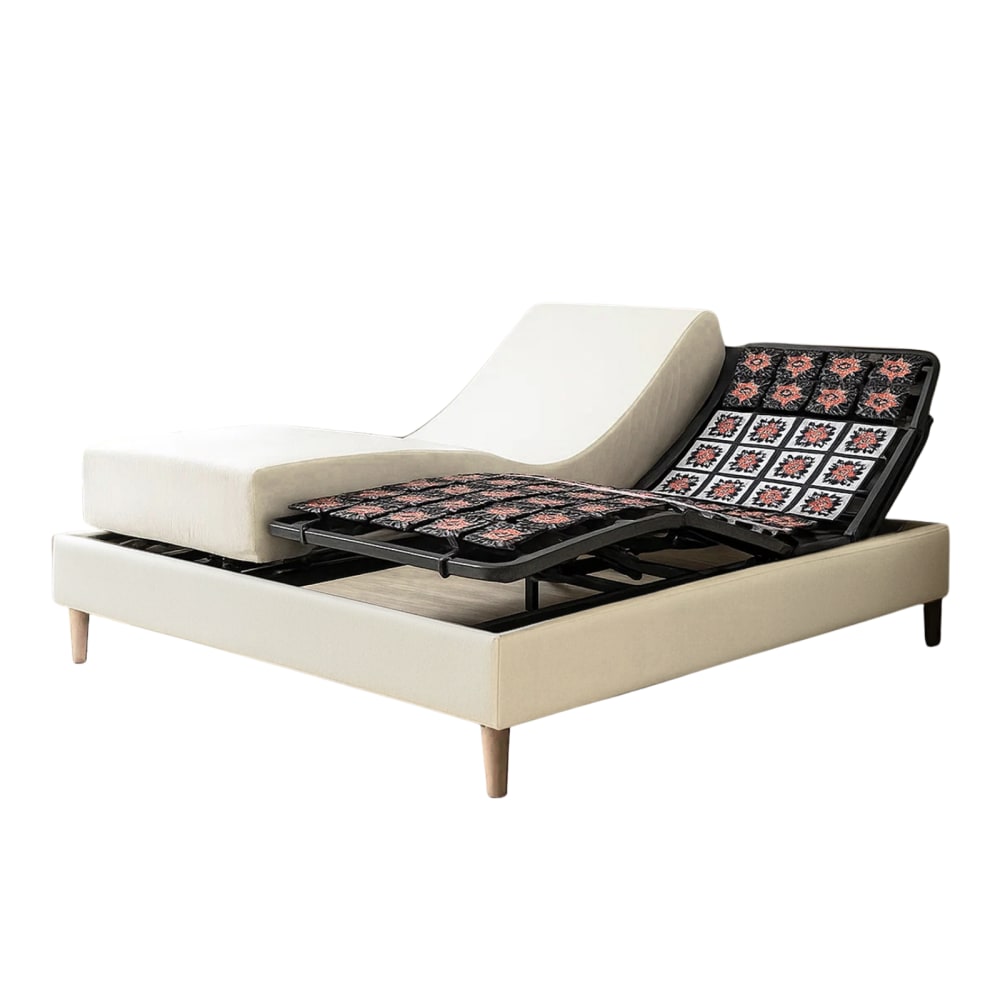 Lit electrique de relaxation simili blanc et matelas 180x200 cm