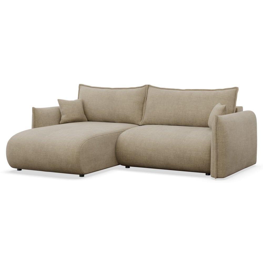Canapé d'angle convertible, angle à gauche, chenille beige clair Canapé d'angle convertible, angle à gauche, chenille beige clair