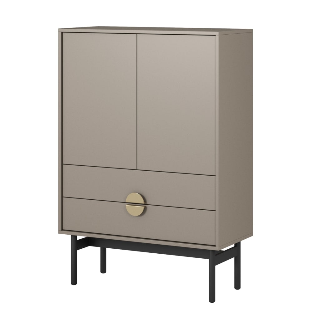 Buffet haut 2 portes et 2 tiroirs gris kamienny 85 cm