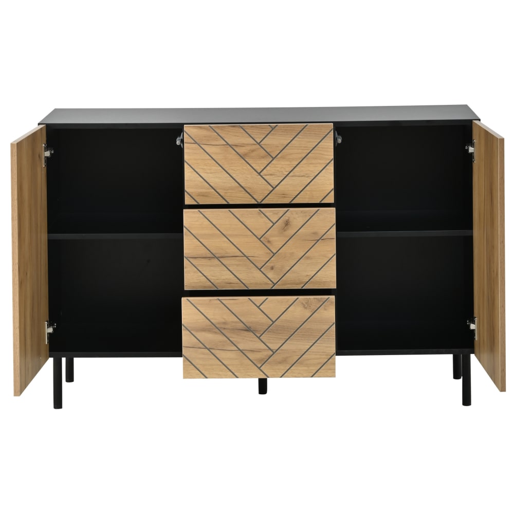 REDOM Sideboard aus Spanplatte mit 3 Schubladen 120x40x76 cm, Natur Beige Spanplatte