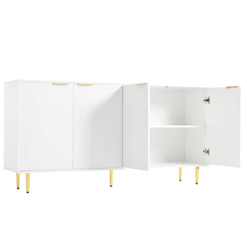 REDOM Sideboard aus MDF und Spanplatte mit 4 Türen 160x40x80 cm, Weiß Weiß Spanplatte