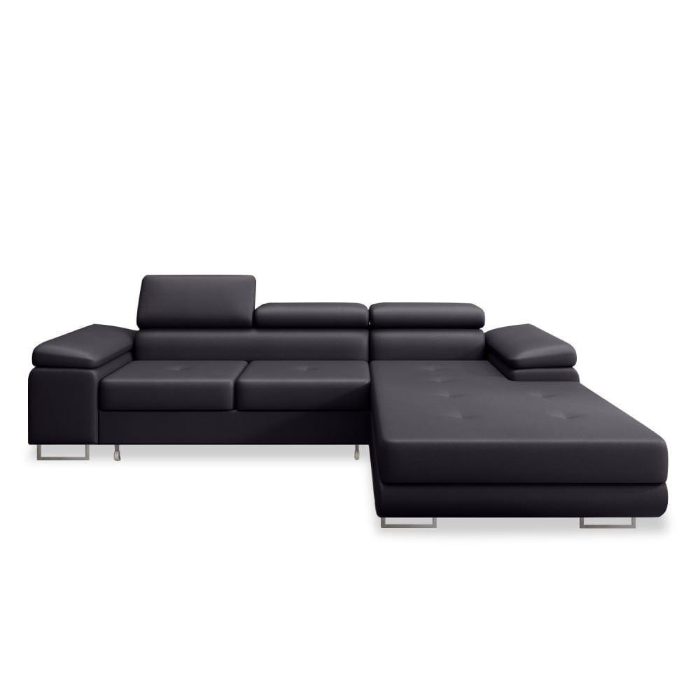 Canapé d'angle droit convertible 6 places noir Canapé d'angle droit convertible 6 places noir