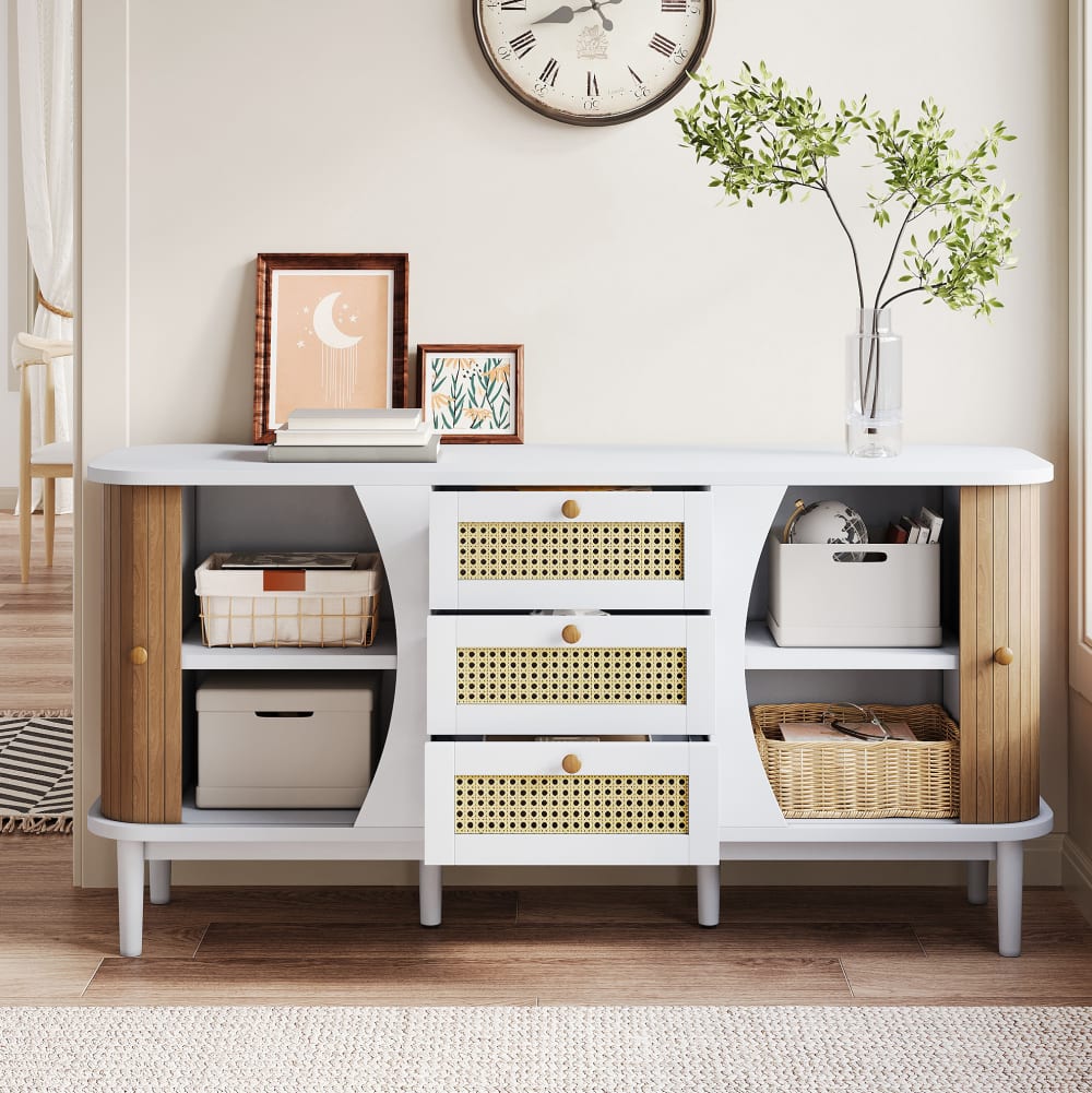 Sideboard aus MDF und Spanplatte mit Schubladen 140,5x76x40 cm,