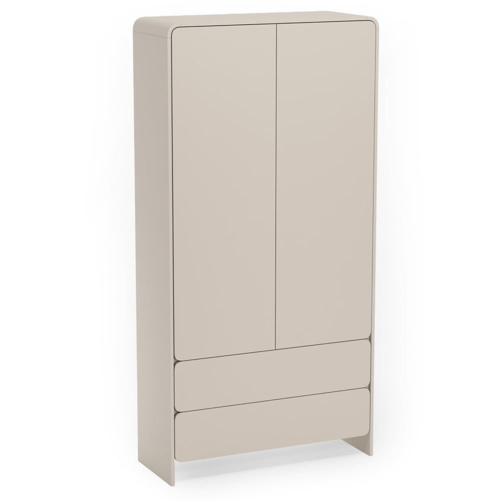 Armoire 2 portes, 2 tiroirs, tringle & étagères, cachemire, 100 cm