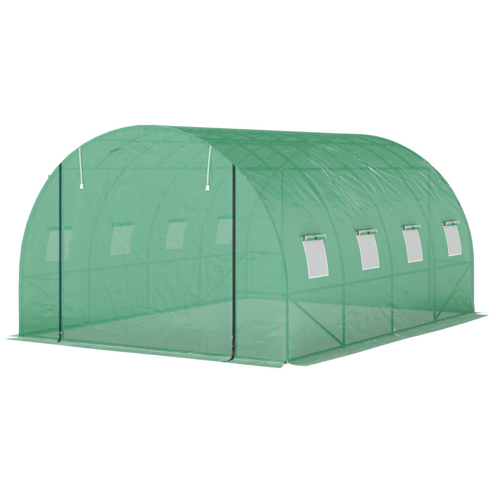 Serre tunnel de jardin acier galvanisé vert 298x398x198 cm