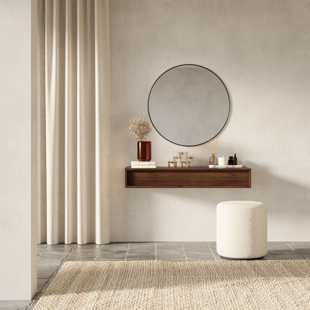 Console suspendue 1 tiroir - 90 cm - aspect noyer