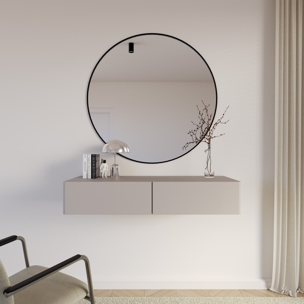 Coiffeuse suspendue 2 tiroirs cachemire 110 cm