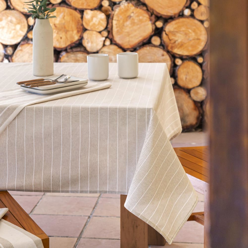 Tischdecke aus 100 % Baumwolle beige 140x200 cm - Maisons Du