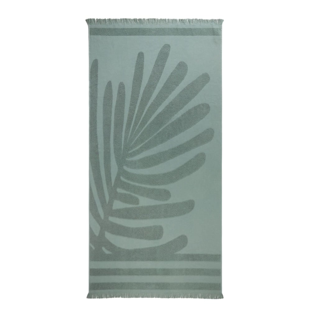 Fouta de plage en coton vert 90x180 cm