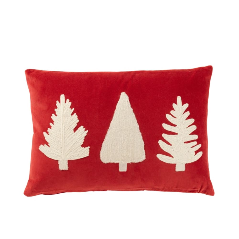 Coussin rectangulaire texture velours en polyester rouge 45x30 cm