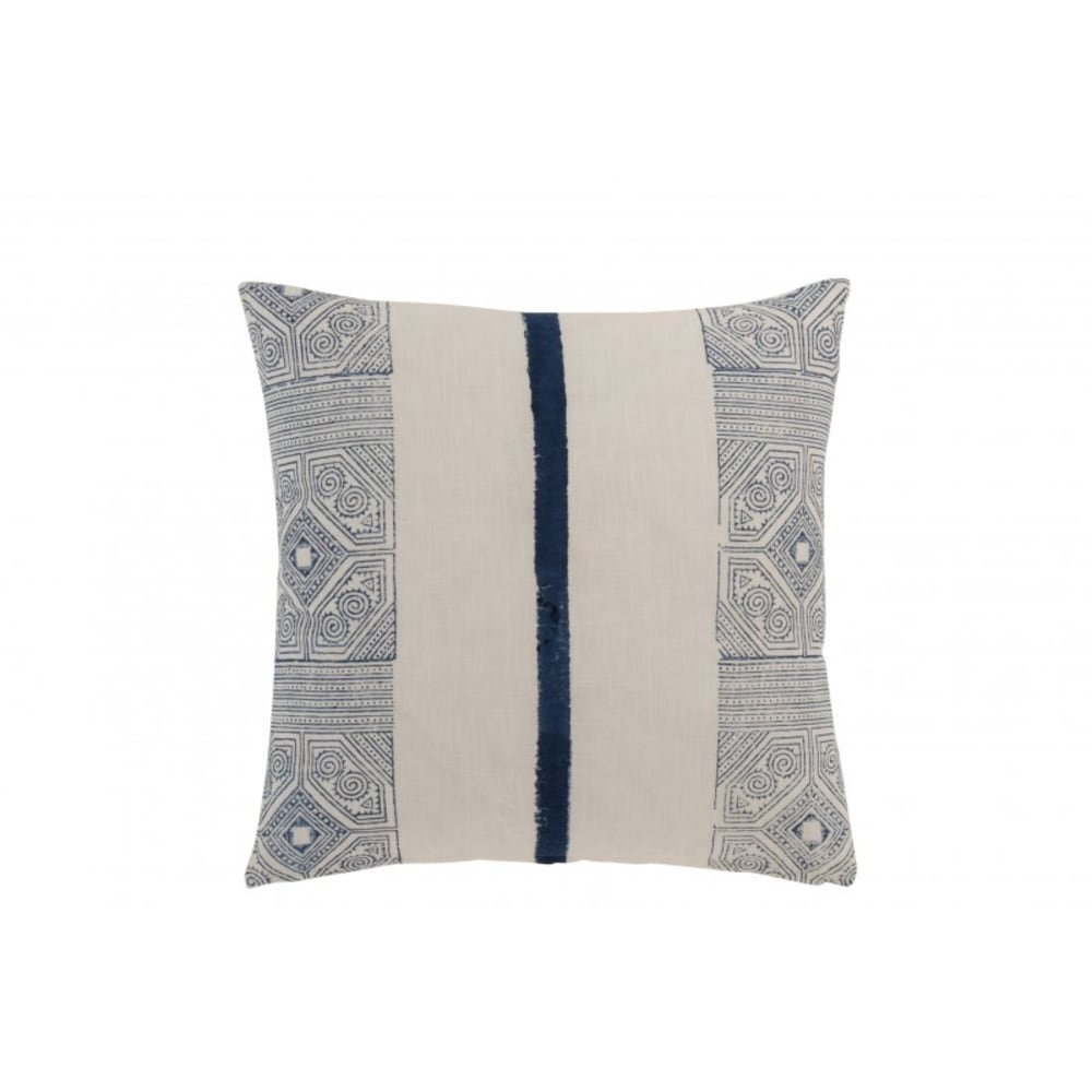 Coussin rectangulaire avec motif aztèque en coton bleu 50x50cm