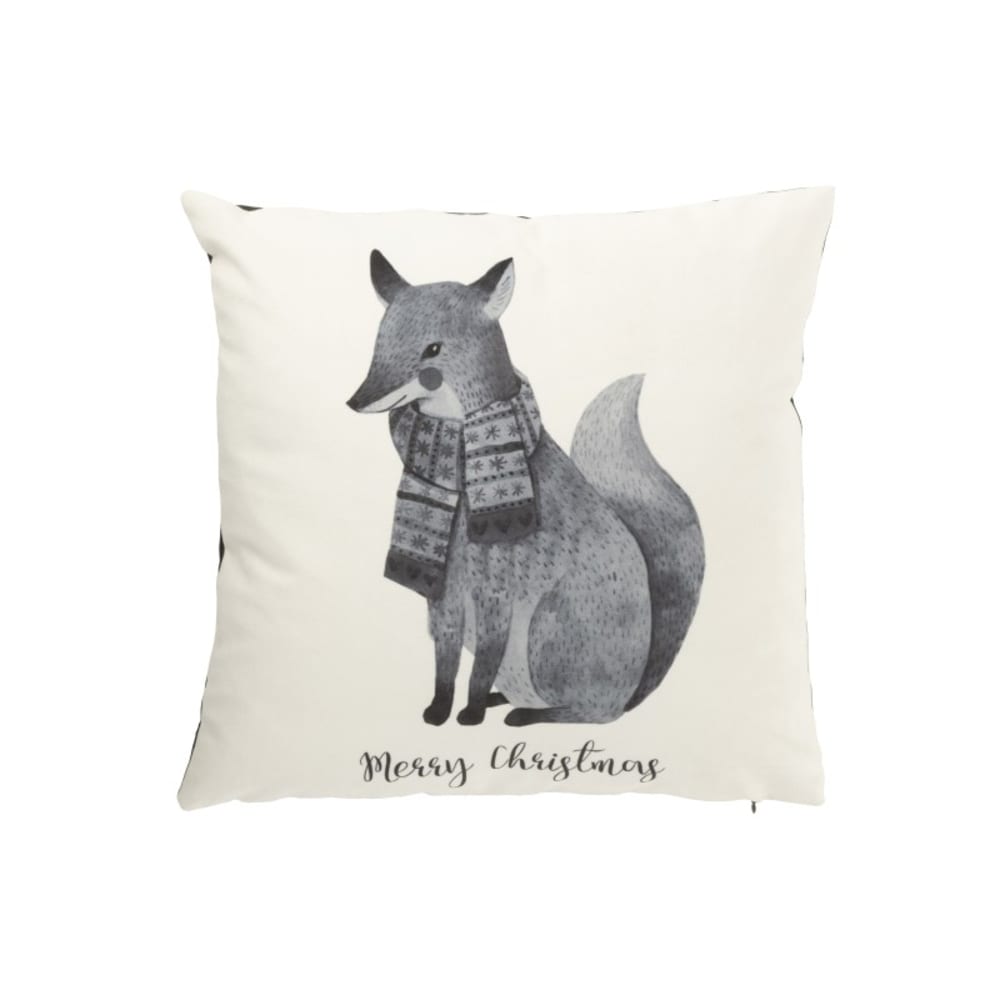 Coussin merry christmas en polyester blanc 45x45x13 cm