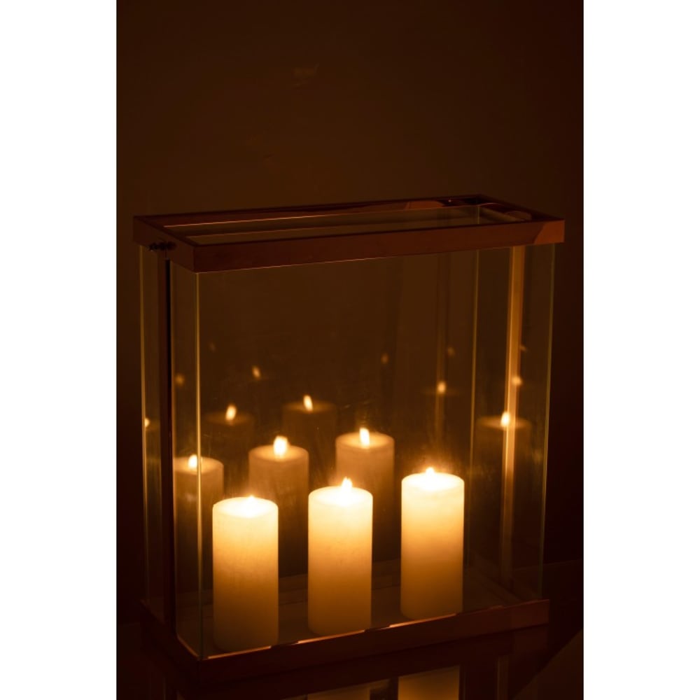 Lanterne rectangulaire en verre doré 41.5x18x45 cm — vue 4
