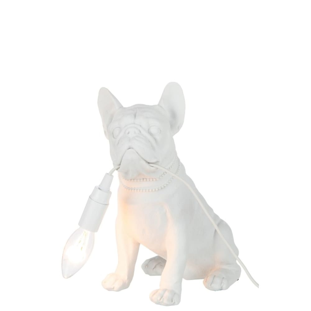 Lampe bulldog en synthétique blanc 26x14x28 cm — vue 3
