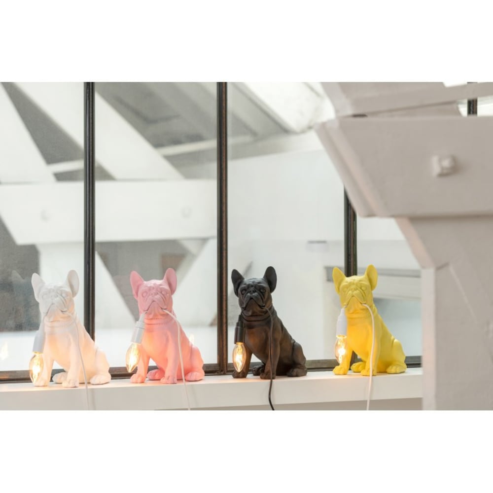 Lampe bulldog en synthétique blanc 26x14x28 cm — vue 4