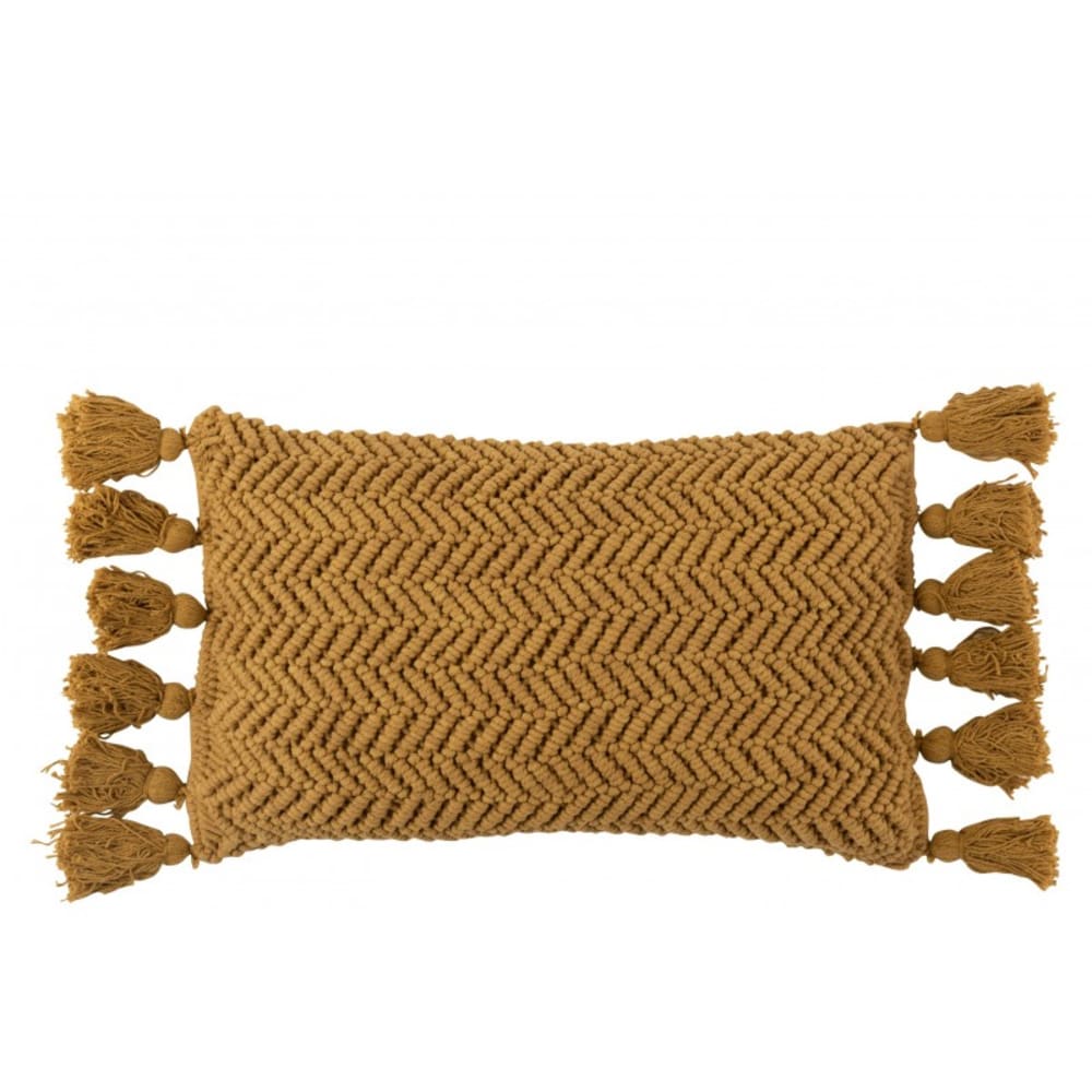 Coussin rectangulaire en textile ocre 60x30x4cm Coussin rectangulaire en textile ocre 60x30x4cm