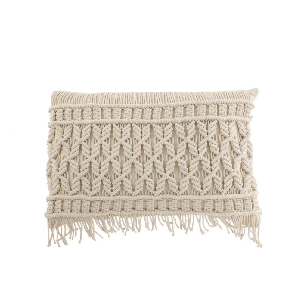 Coussin rectangulaire en textile blanc 60x37.5x13 cm Coussin rectangulaire en textile blanc 60x37.5x13 cm