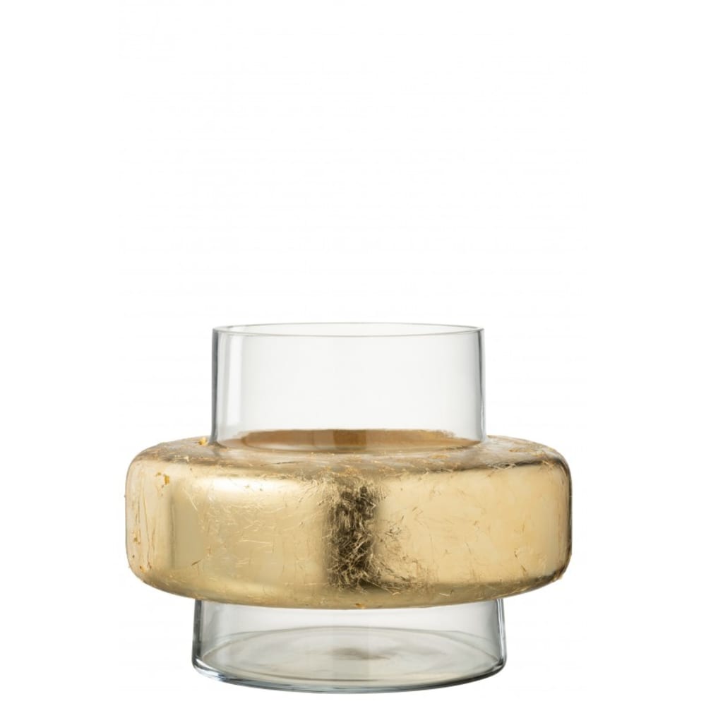Vase avec bague en verre transparent 33x33x26 cm