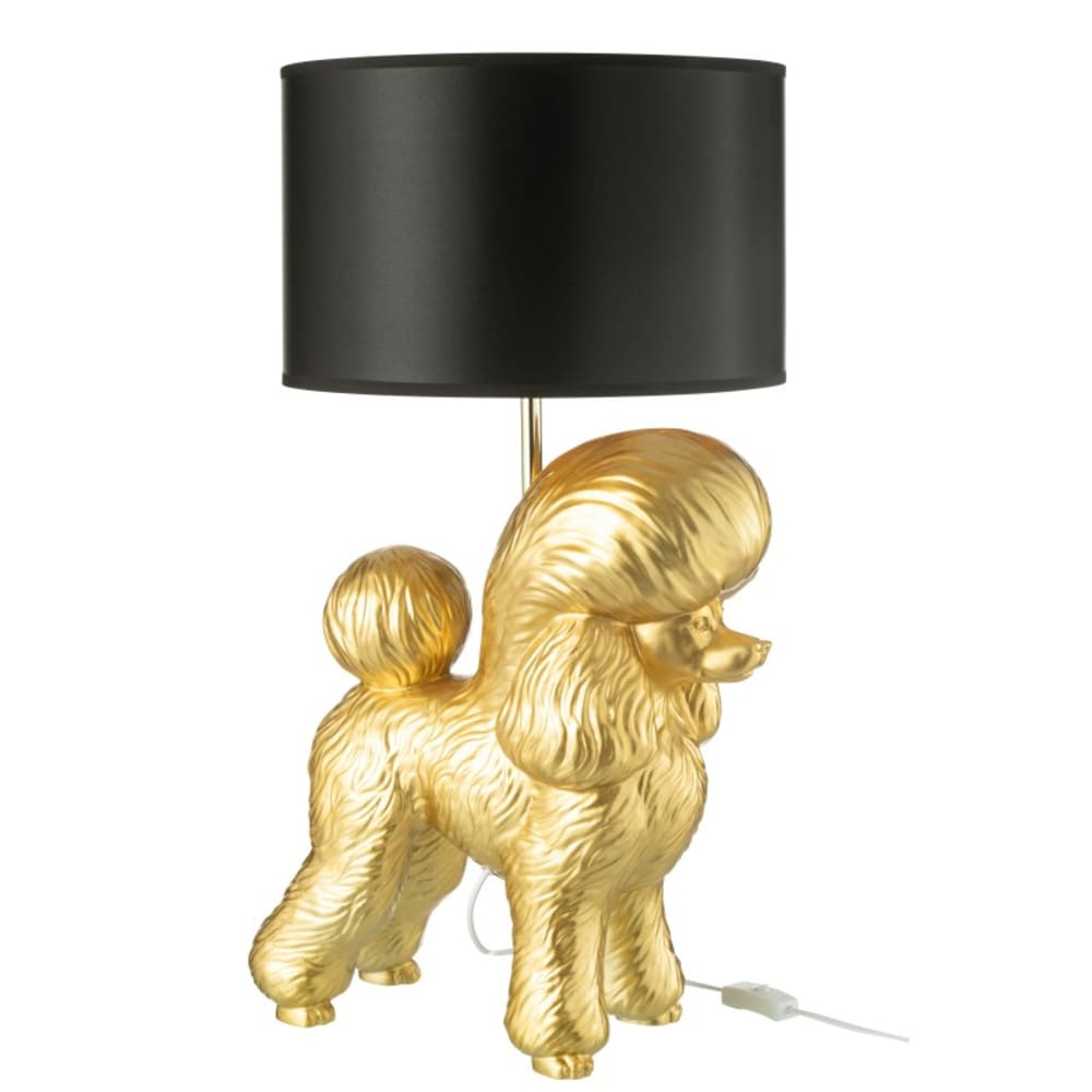 Lampe caniche en polyrésine doré 42x37x74.5 cm — vue 3