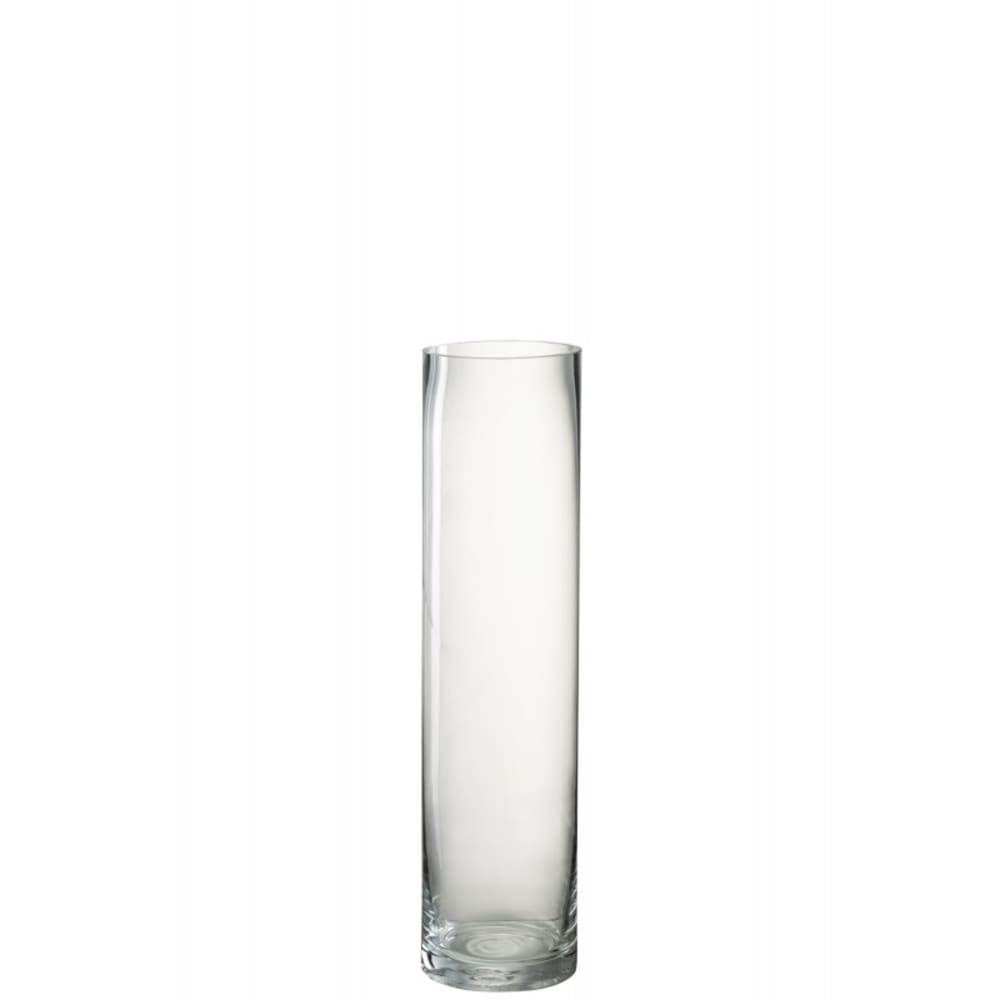 Vase cylindrique en verre transparent 10x10x40 cm