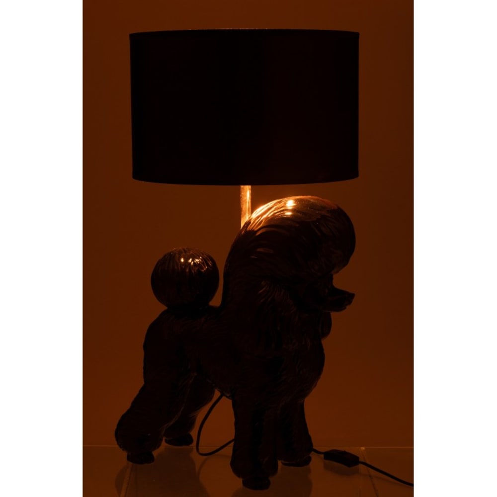 Lampe caniche en polyrésine noir 42x37x74.5 cm — vue 4