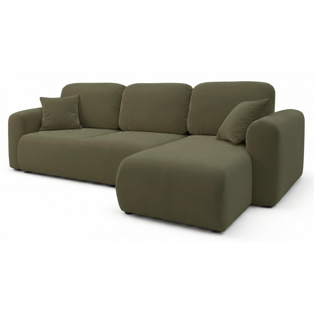 Selsey Ecksofa mit Schlaffunktion, universal, Olivgrün-Samt style modern - Stoff