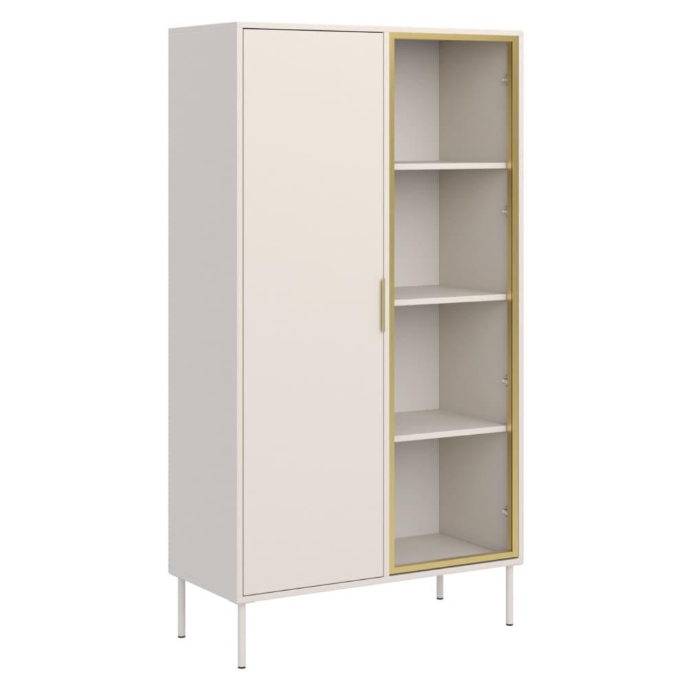 Selsey Vitrine zweitürig mit Glasfront, 90 cm, Kaschmir style modern Taupe Spanplatte