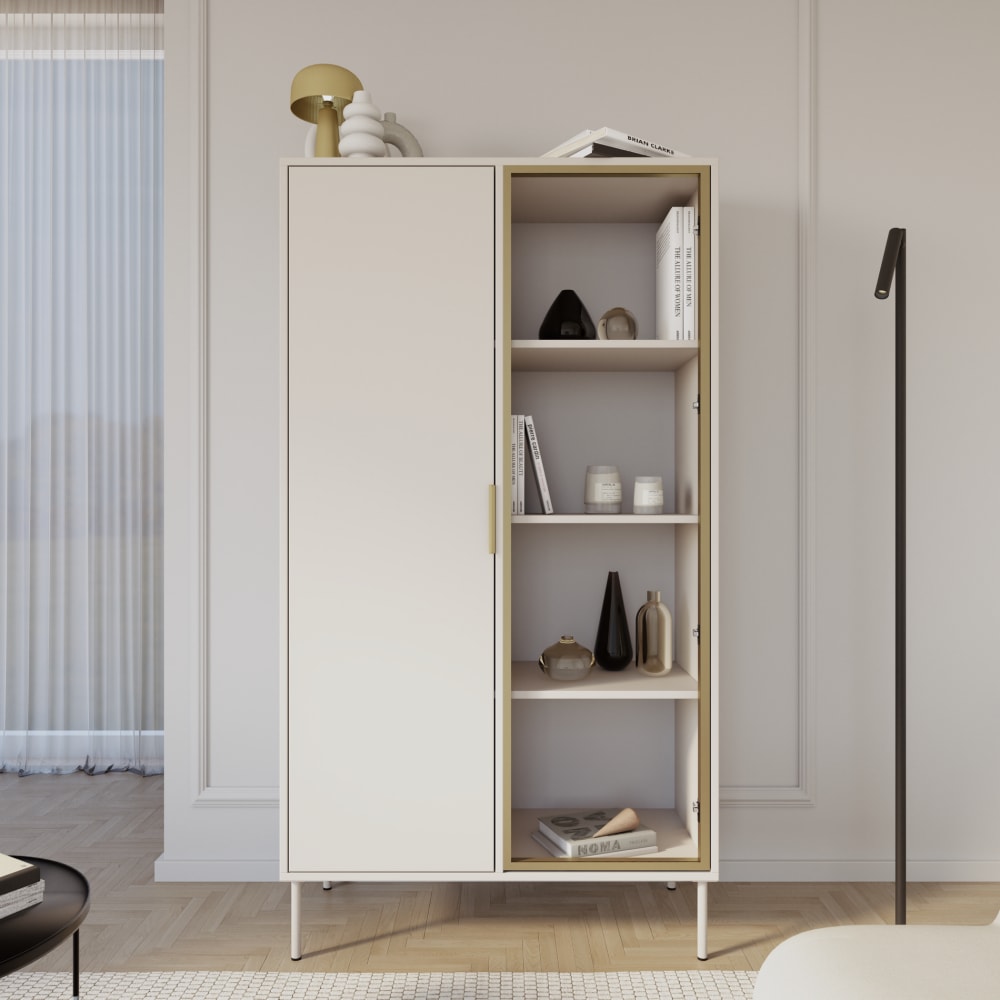 Vitrine zweitürig mit Glasfront, 90 cm, Kaschmir - Maisons Du