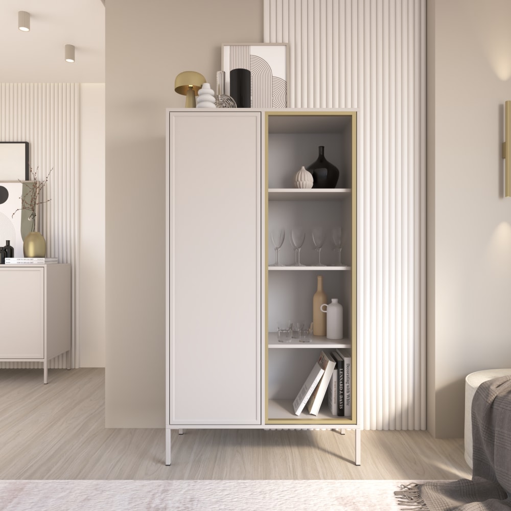 Vitrine zweitürig mit Glasfront, 90 cm, Weiß - Maisons Du Monde