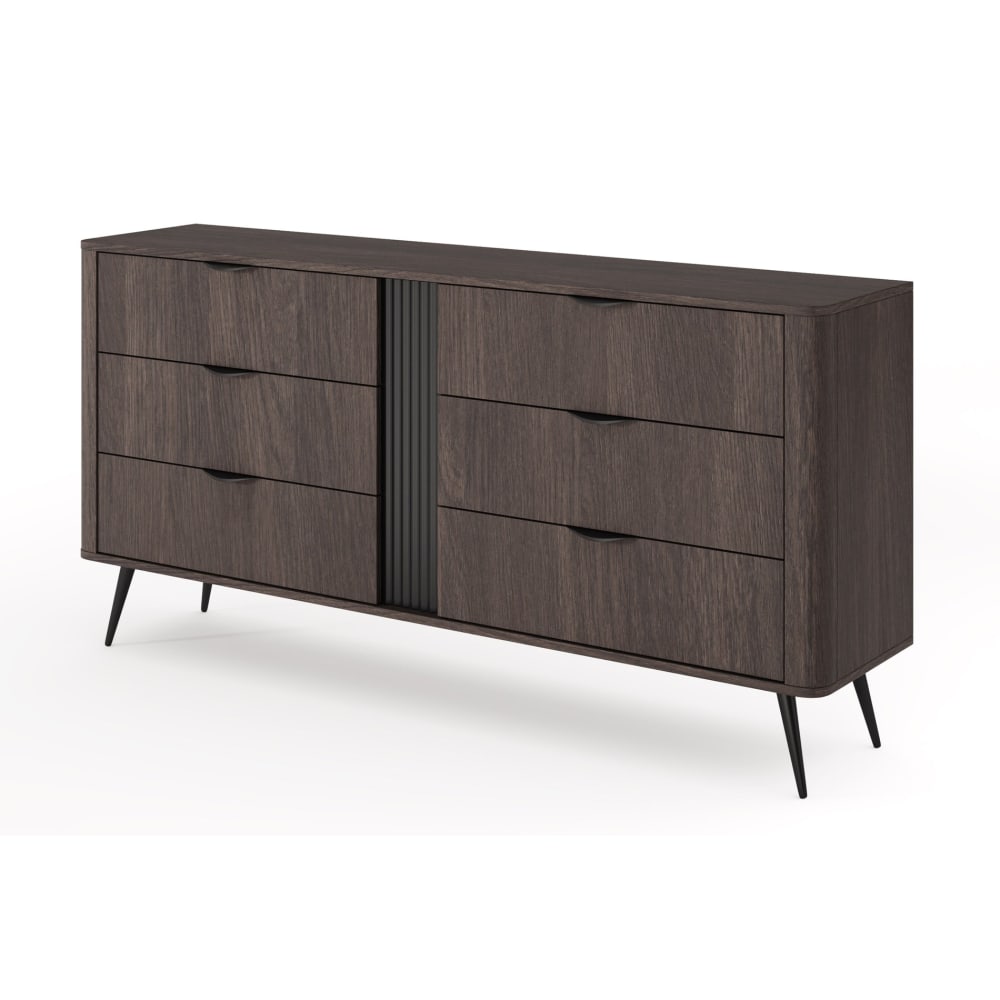 Selsey Kommode mit sechs Schubladen, Dunin-Eiche, 163 cm Braun Spanplatte