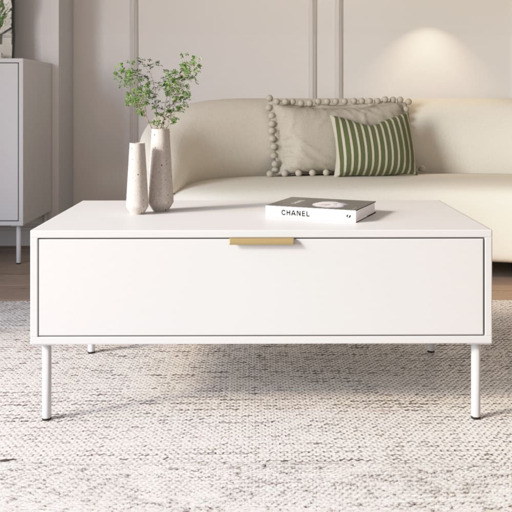Couchtisch mit Schublade, weiß, 100x50 cm - Maisons Du Monde