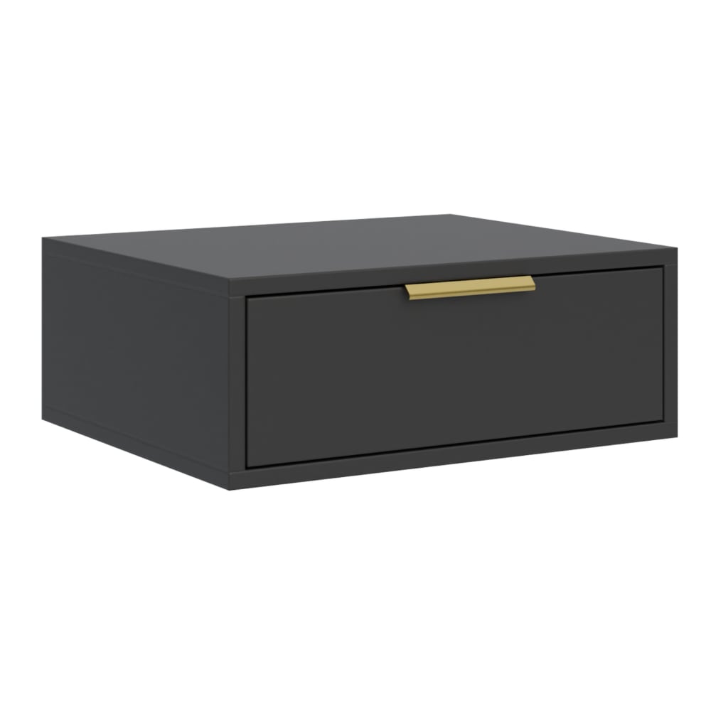 Selsey Hängender Nachttisch mit Schublade - 50 cm - Schwarz - VENA style modern Schwarz Spanplatte