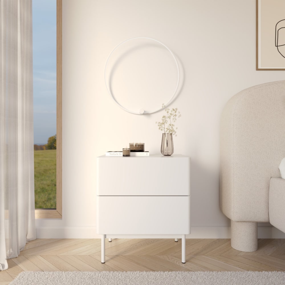 Nachttisch 2-schubladig, Weiß, 50cm - Maisons Du Monde