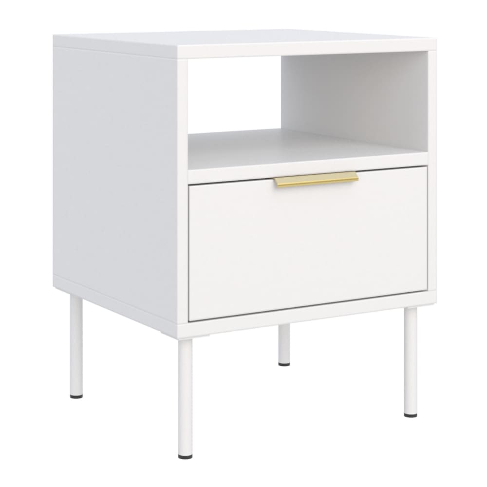 Selsey Nachttisch mit Schublade und Nische - 45 cm - Weiß - VENA style modern Weiß Spanplatte