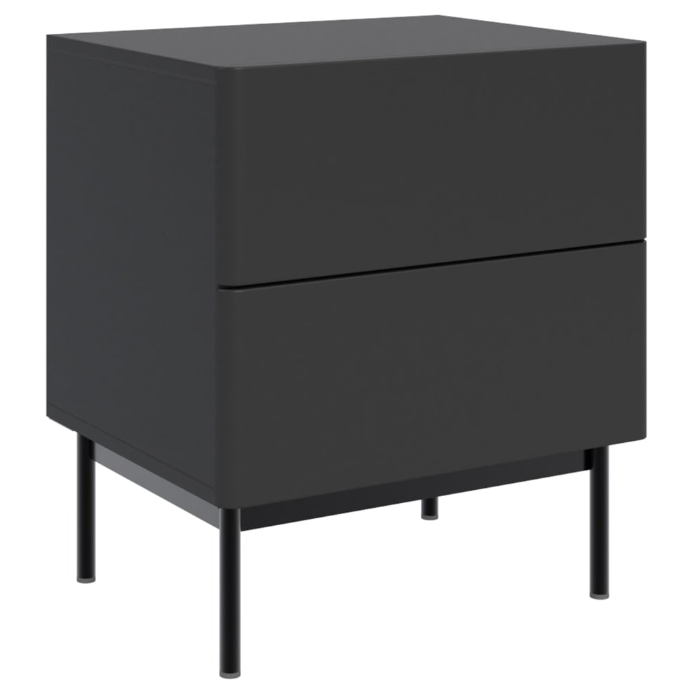 Selsey Nachttisch 2-schubladig, Schwarz, 50cm style modern Schwarz Spanplatte