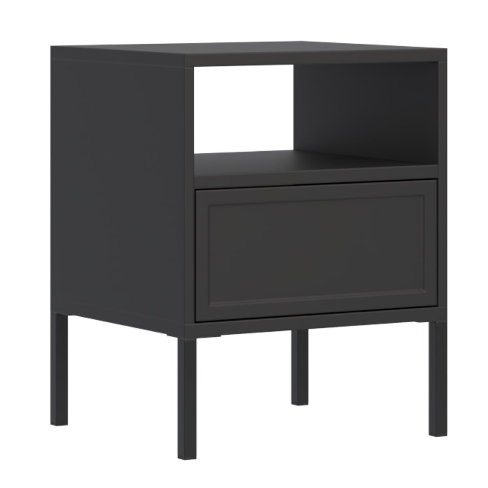 Selsey Nachttisch mit Schublade und Nische - 45 cm - schwarz - VELVETO style modern - Spanplatte