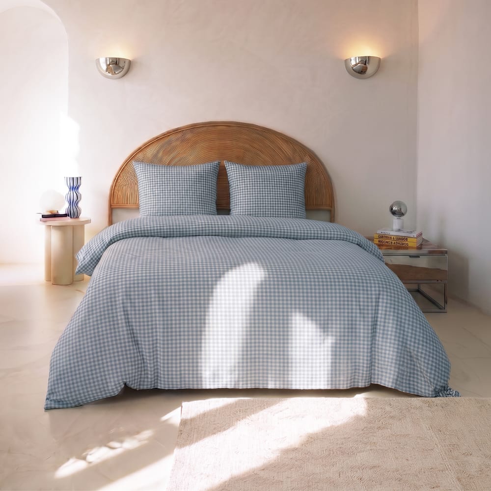 Pack housse de couette + taie(s) d'oreiller coton vichy 140x200 cm